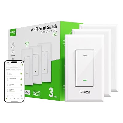 GHome Smart Switches for Lights, WiFi Smart Light Switch Works with Alexa and Google Home, Single-Pole, Neutral Wire Required, 2.4Ghz WiFi Light Switch with APP Control, No Hub Required, UL FCC Listed