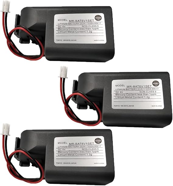 BALOLO (3-Pack) MR-BAT6V1SET 6V 1650mAh Lithium Battery Non-Rechargeable for Mitsubishi 2CR17335A WK17 for MR-J4 PLC