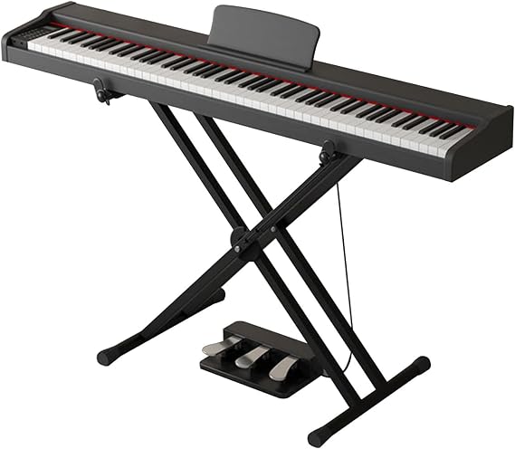 88 Key Weighted Action Digital Piano Grade Hammer Action Keyboard For Beginners And Professional With Stand, Triple Pedal, Carrying Bag And Music Sheet(Black)