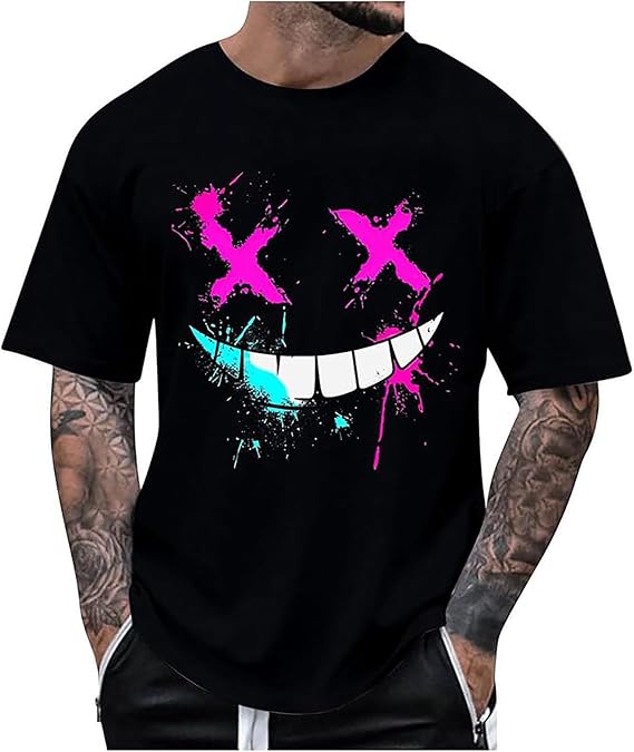 Funny T Shirts For Men - Men's Summer Fashion T-Shirt with 3D Print Design for Casual Oversized Comfort