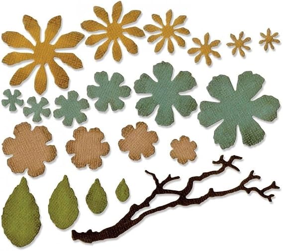 Sizzix, Multi Color, Thinlits Die Set 661806, Tattered Florals by Tim Holtz, 21 Pack, One Size (SIZ661806)
