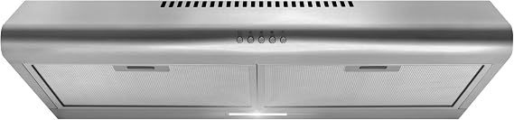 COSMO COS-5MU30 30 in. Delta Collection Ducted Under Cabinet Range Hood, Button Controls, Reusable Filters, LED Lights, Stainless Steel | Cosmo COS-5MU30 Reusable Filters, LED Lighting, Push Button Controls, 3 Fan Speeds, Slim Profile, Top or Rear Venting