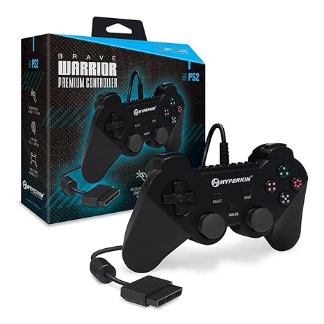 Hyperkin Brave Warrior" Premium Controller for PS2 (Black) | Gamepad Controller for PS2 with 6 ft. Cable