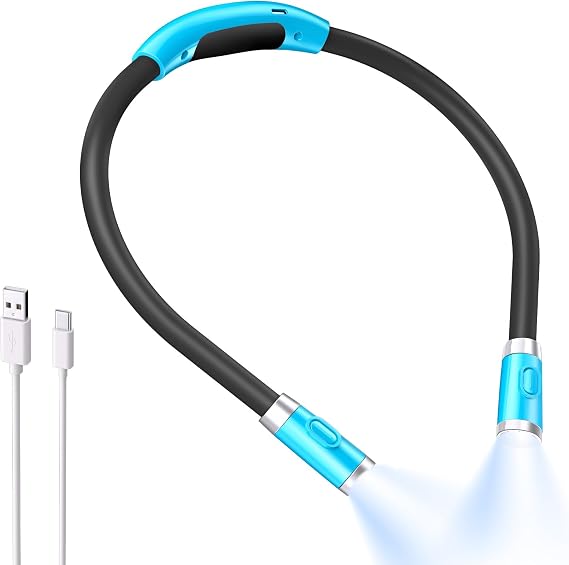 LUXJET Neck Reading Light & Book Light for Reading in Bed - Hands Free, 6 Brightness Levels, 360 Flexible Arms, 80-Hour Rechargeable - Reading, Knitting, Camping, Repairing - Gifts for Book Lovers