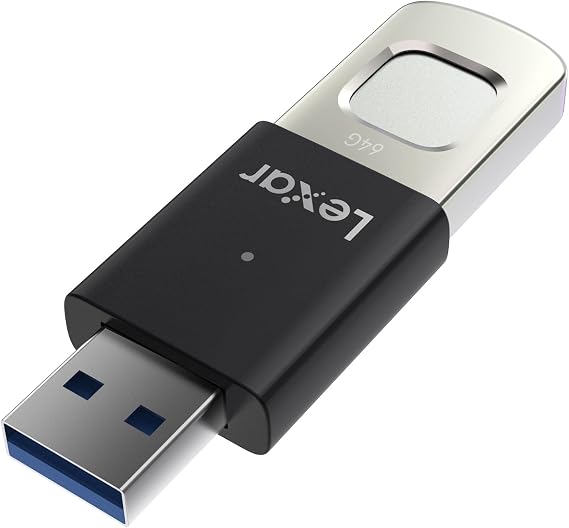 Lexar JumpDrive Fingerprint 64GB USB3.0 Flash Drive, Up to 300MB/s Read/150MB/s Write USB Stick, 10 Fingerprint IDs Allowed Memory Stick, USB Drive for Computer/PC/Laptop (LJDF35P064G-RNBNG)