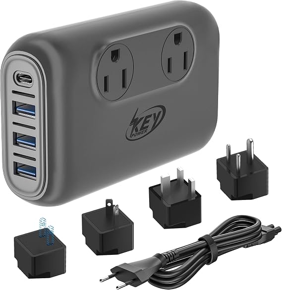 220V to 110V Converter, Key Power 230-Watt Step Down Voltage Converter | Power Converter, International Travel Power Adapter with USB C Port 18W.