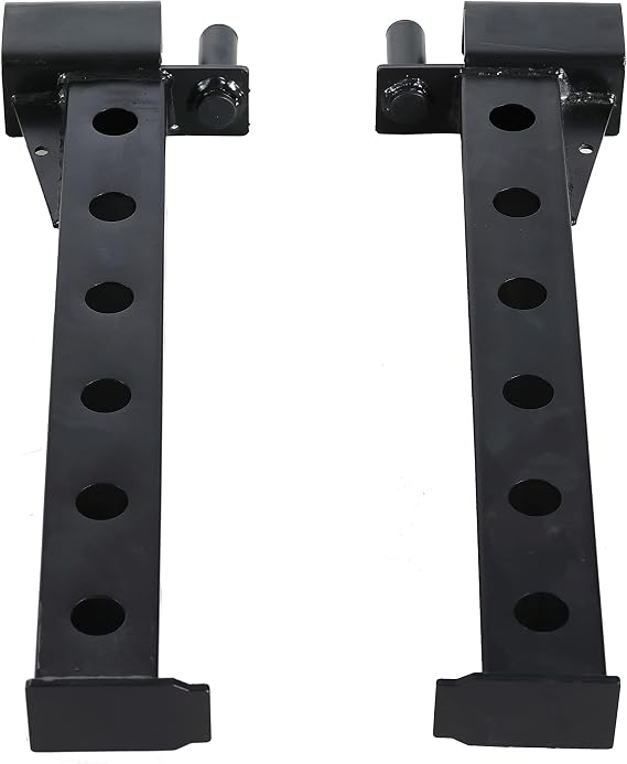 HulkFit 2"x2" Multi-Function Adjustable Power Cage with J-Hooks, Safety Straps and Optional LAT Pulldown Attachment and Cable Crossover, Spotter Arms, Pair, Black