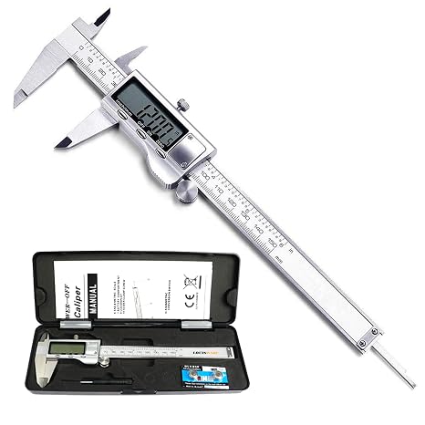 Digital Caliper, Caliper Measuring Tool with Stainless Steel, Electronic Micrometer Caliper with Large LCD Screen, Auto-Off Feature, Inch and Millimeter Conversion (6 Inch/150 mm)