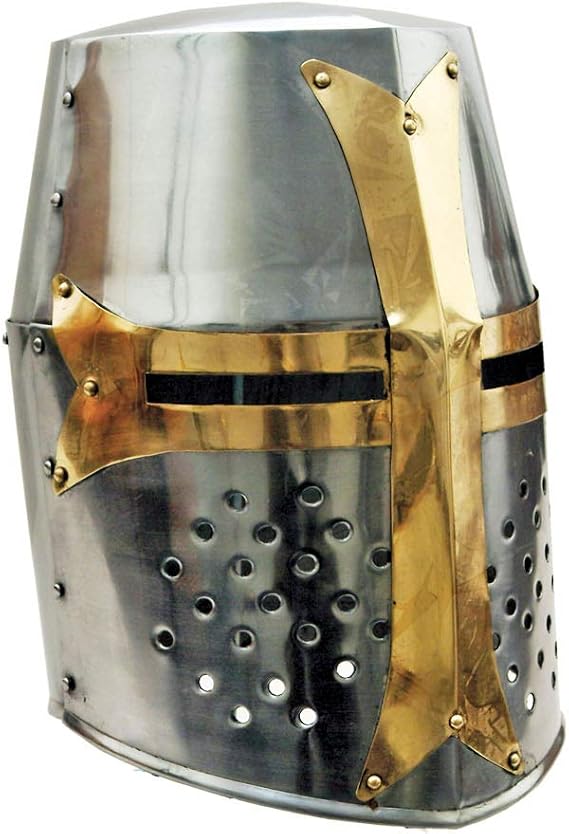 Szco Supplies 14 Decorative Barrel Brass Helm Crusader Helmet (910902)