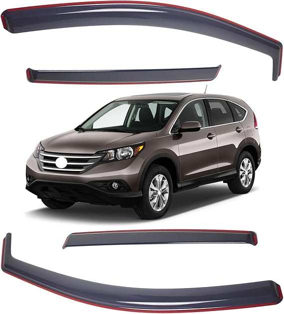 In-Channel Wind Deflector for Honda CRV MK3 5 Door SUV 2007-2012 Window Visors Sun Rain Guard Vent Weather Shields, Smoke, 4Pcs