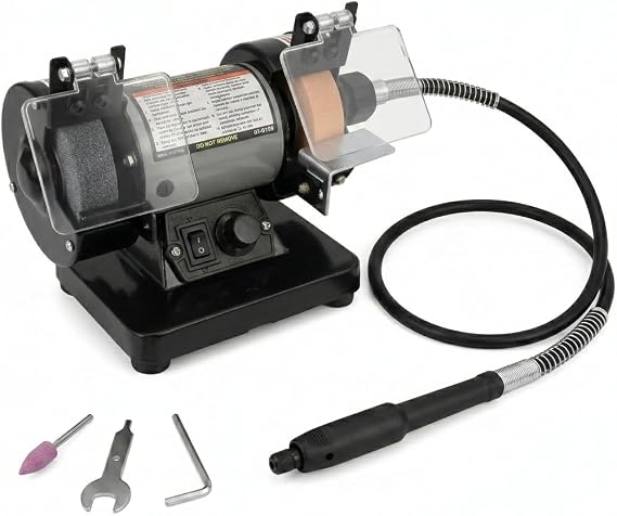 TruePower 3" Mini Bench Grinder and Polisher, Variable Speed Table Grinder for Polishing, Buffing, and Jewelry Making, Multi-Purpose Benchtop Grinding Machine