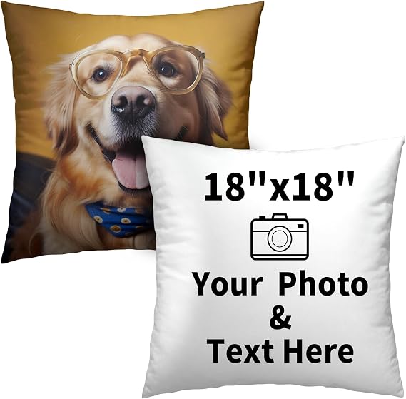 Custom Pillow Case with Picture Custom Pillow Case Pet Photo Pillow Cover Couple Photo Pillowcase Personalized Pillow Covers 18x18 for Birthday Personalized Memorial Gift Office Decor