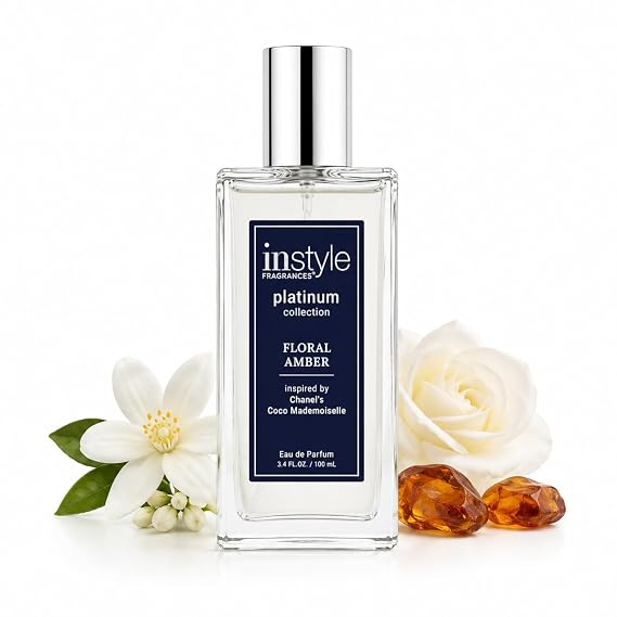 Instyle Fragrances Platinum Collection Floral Amber, CLEAN, Vegan | Inspired by Cha.nels Coc.o Made.moiselle, Womens Eau de Parfum, Paraben-Free, Never Tested on Animals, 3.4 fl.oz.