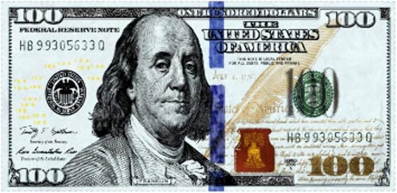 One Hundred Dollar Bill New Beach Towel 28x58 inches