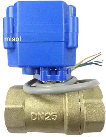 MISOL 10 pcs of Motorized Valve Brass, G1 DN25, 2 Way, CR05, 12VDC, Electrical Valve, Motorized Ball Valve