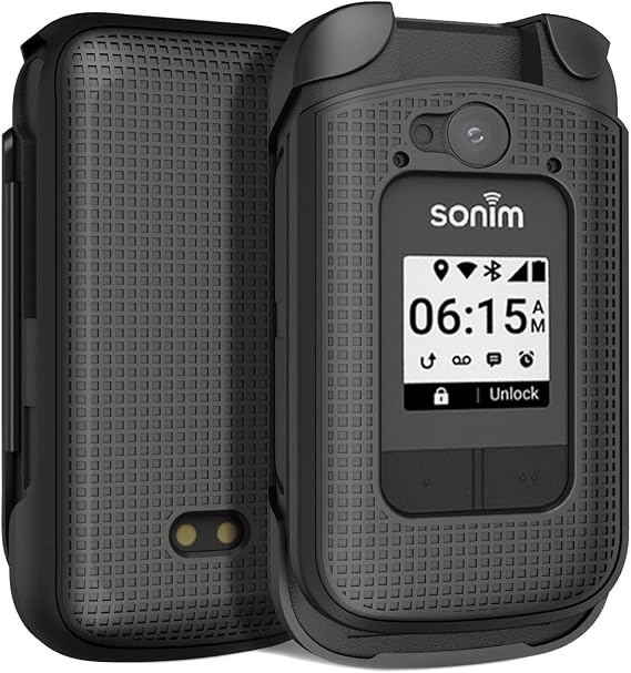 Nakedcellphone Grid Series for Sonim XP3plus 4G Flip Phone Case - Black | Protective Hard Shell Cover, Satisfying Texture Grip, Matte, Only for 4G version XP3 Plus (Model XP3900)