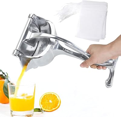 Fruit Juice Squeezer Citrus Juicer Hand Press Heavy Duty Lemon Squeezer Manual Fruit Juicer Detachable Orange Lime Grapefruit Presser - 50 Pcs Filter Bags