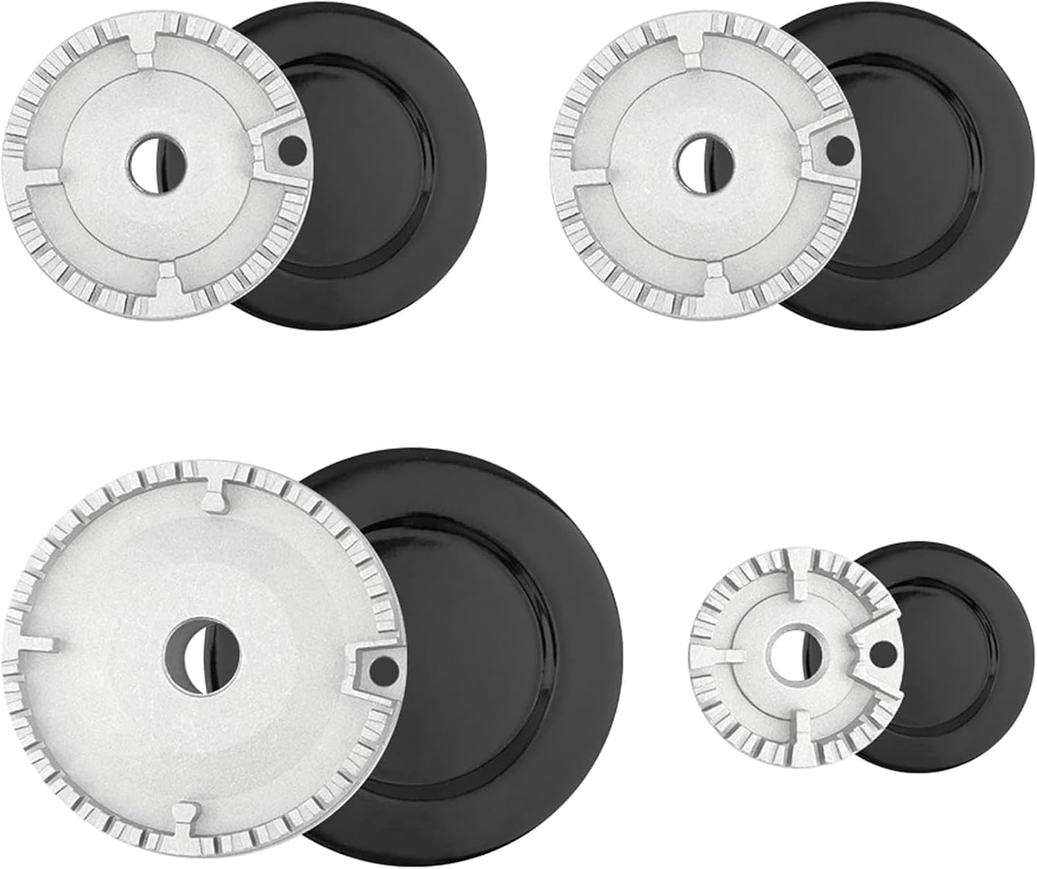 8Pcs Gas Stove Burner Cap, Oven Cooker Hob Gas Burner Crown & Flame Cap Kit, Upgraded Gas Burner for Most Gas Stove Burners, 55mm 75mm 100mm Stove Lid Kit (8) [Energy Class A]