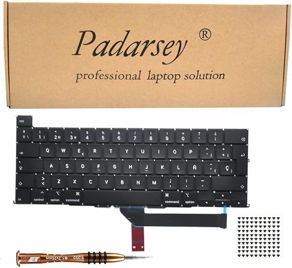 Replacement Spanish ESPANOL Teclado Keyboard Compatible with MacBook Pro 16 inch with Touch Bar A2141 Released 2019 Spanish Layout +Keyboard Screws+Screwdriver