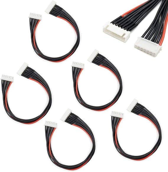 7 Pin JST-XH 6S Balance Plug Extension Lead Wire 200mm 5 PCS for LiPo Battery Balance Charging 22AWG Silicone (6S)