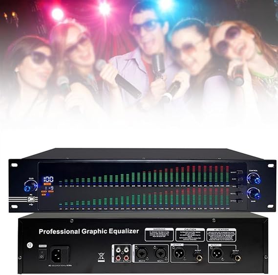 Stereo Audio Mixer, Equalizer,31 Band Balanced Effect Controller DJ Digital Mixer Processor DSP Feedback Eliminator Stage Enhanced Live Production(Color:888S)