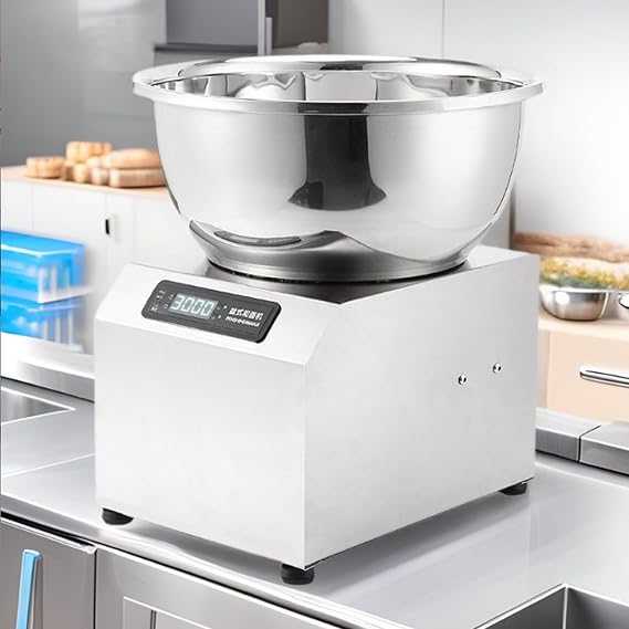 Commercial Dough Mixer with Stainless Steel Bowl, Heavy-Duty Spiral Kneading Machine for Pizza & Bread Dough, Timing Function,Dual Rotation,8kg