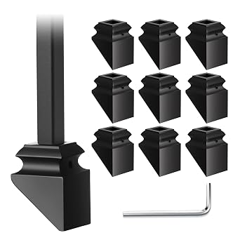 10 Pack Wrought Iron Balusters Shoes Slant Shoes with Allen Wrench for 1/2 Inch Stair Baluster, Metal Railing Indoor Spindles Banister