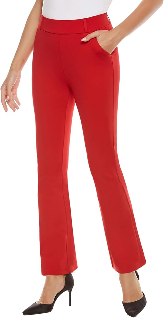 iChosy Women's Pull On Barely Bootcut Stretch Dress Pants
