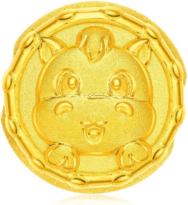 CHOW TAI FOOK 999 Pure 24K Gold Chinese Zodiac Lucky Fortune Coin Beads Charm