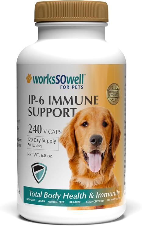 1-TDC WorksSoWell IP-6 Immune Support for Dogs 240 V-Caps Helps Promote Healthy Bones, Teeth, Kidney, Liver Functions and Cardiovascular Health Total Body Health and Immunity