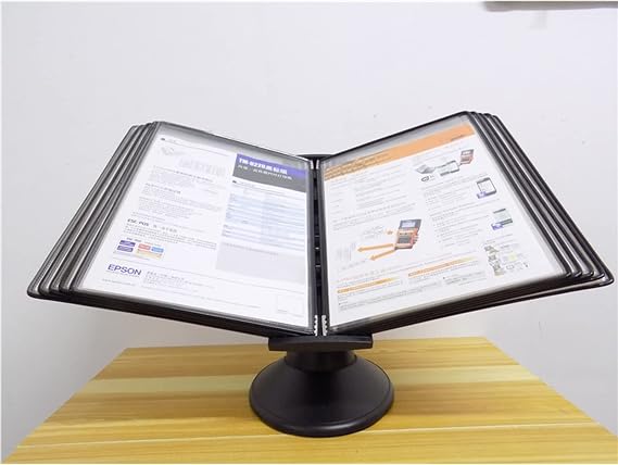 Desktop Reference Organizer - Desktop Flip Display Folder, 10-Pocket Wall Flip Folder, Desktop Reference System, Desk Reference Organizer, Suitable For Office And Home Metal Folders ( Color : Black )