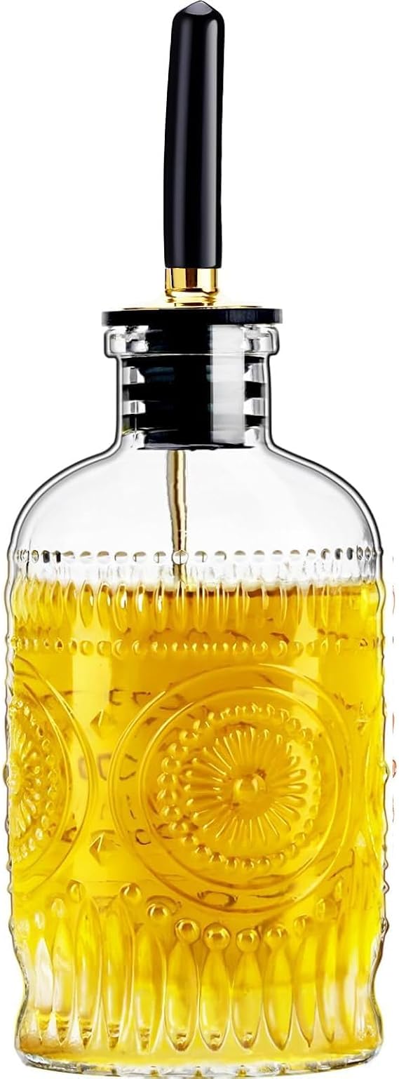 gegewawa Glass Olive Oil Dispenser Bottle, Small 7oz, Metal Spout, 1 Pack