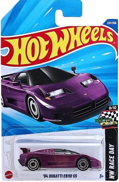 Hot Wheels '94 Bugatti EB110 SS [Purple] Race Day 9/10, 221/250, 1:64 Scale Diecast Vehicle