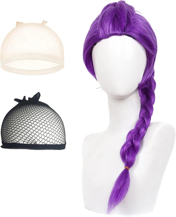 SSKHE Purple Wig with Thick Braid, Costume Wig Cosplay, Purple Braid Wigs, Cosplay Wigs for Stage Halloween Costume Outfit Party
