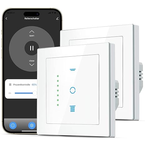 CURRYSMARTER WLAN Roller Shutter Switch [6 Gen] Blind Switch with Controllable LED Smart Roller Shutter Timer Requires Zero Conductor Roller Shutter