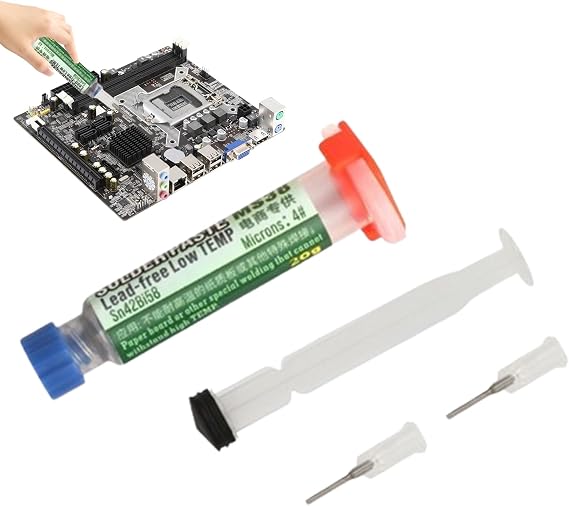 Solder paste, solder paste, lead-free solder paste flux, 138/183/217°C flux dispenser needle paste, high thermal conductive tin paste with two solder paste and two pins, lead-free solder paste for