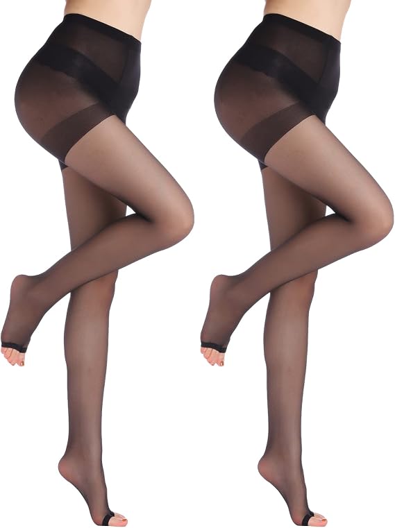 YAGAXI 20D toeless pantyhose - 2 Pairs Control Top open toe pantyhose for women