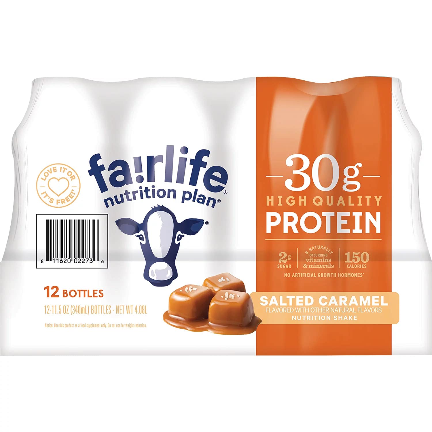 Fairlife Fair Life Nutrition Plan High Protein SALTED CRAMEL Shake, 12 Pack Of 11.5 Fl Ounce Bottles, Vanilla, 11.5 Fl Oz Pack of 12