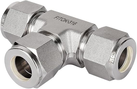 316 Stainless Steel Compression Tube Fitting Union Tee 1/4" Tube OD 10200 psi, SS-TTT-FL4