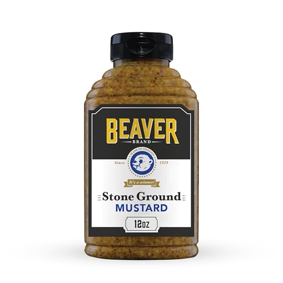 Beaver Brand Stone Ground Mustard, German Whole Grain Mustard, 12 oz