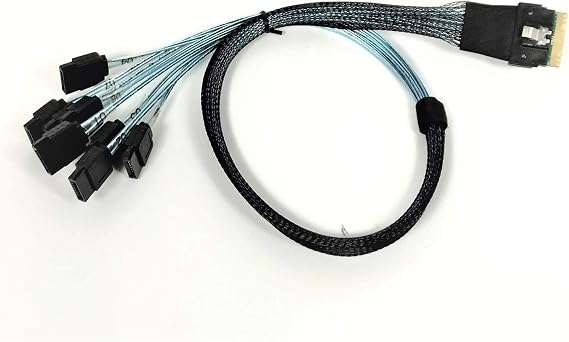 Micro SATA Cables|SlimSAS 8i (SFF-8654) Straight, 8X SATA Cable is Designed to Connect high-Performance SAS or SATA Hard Drives, Solid-State Drives (SSDs)