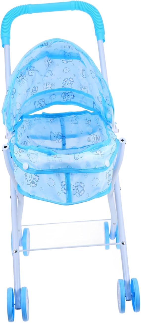 Boy Girl Pretend Play Stroller Toy Doll Carriage Soft Handle Compact and Easy to Store Girls Realistic Doll Stroller for Fun Role Play