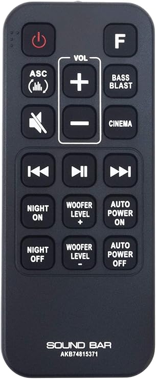 Remote Control Replacement for LG SJ3 SJ4 SPJ4B-W SK4D SL3D SPH4B-W Sound Bar