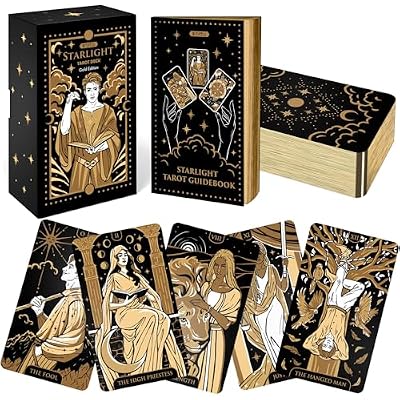 Wyspell Tarot Cards with Guide Book - Starlight Unique Tarot Deck for Beginners - Traditional Symbolism - Beautiful & Modern Tarot Decks Gold