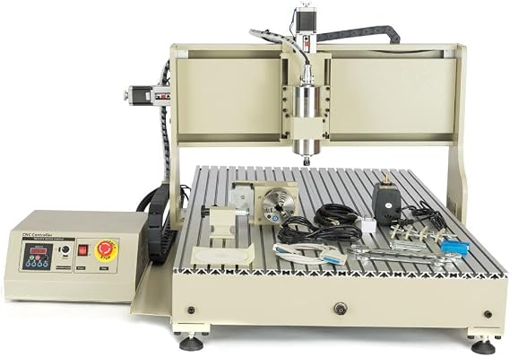 MOCHAG USB CNC 6040 Router Machine Kit MACH Control, 4 Axis 1.5 KW VFD Water-Cooling Spindle Motor+ 3D Milling Engraving Machine, Engraver Milling 3D Cutting Machine w/Control Box, Handwheel