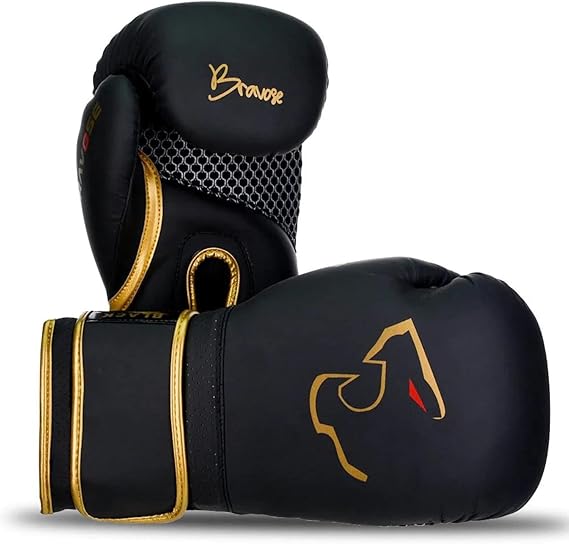 BRAVOSE Alpha Strap Boxing Gloves Mens, Women for Entry Level Boxers for Punching Bag Training & Sparring MMA Kick Boxing Muay Thai Made By Premium PU Leather Ventilated Palm