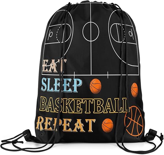 jejeloiu 13"x15.7" Basketball Drawstring Backpack Basketball Sports Drawstring Sackpack Sports Game Drawstring Bags for Ball Games Waterproof Cinch Bag