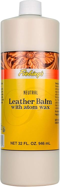 Fiebing's Leather Balm with Atom Wax 32oz - wax top finish for leather
