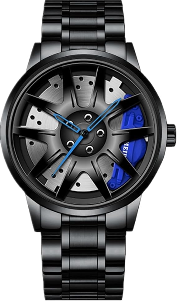 Motorsport Rim Watch Men's Sports Car Stainless Steel Rim Designer Watch 3D Car Rim Hub Quartz Watches for Men