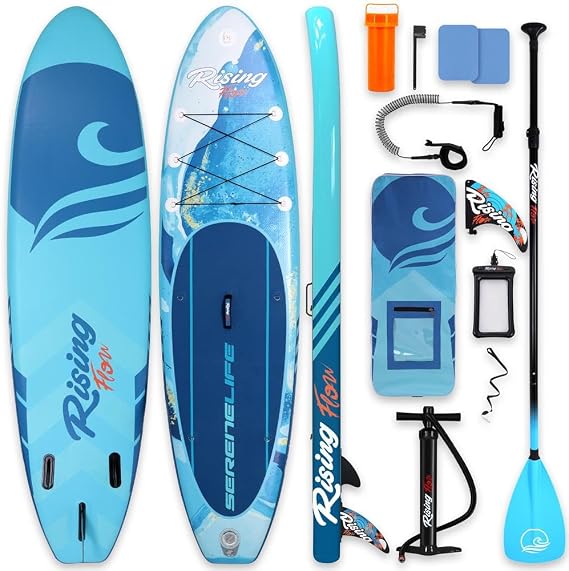 SereneLife 106 Inflatable Stand Up Paddle Board with Premium SUP Accessories - 32 Wide Stable Design with Non-Slip EVA Deck Pad, for Youth and Adults, 350 lbs. Capacity
